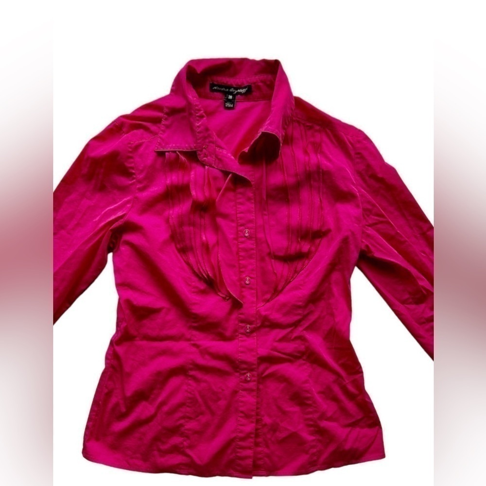Sandra Angelozzi fuchsia Barbie pink blouse with ruffles size 38 S